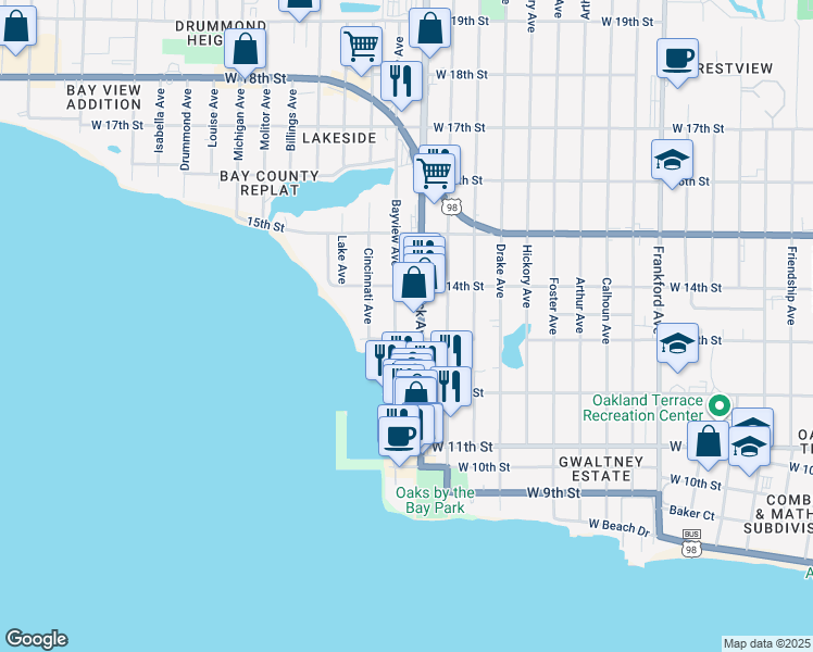 map of restaurants, bars, coffee shops, grocery stores, and more near 1301 Beck Avenue in Panama City
