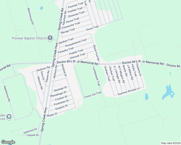 map of restaurants, bars, coffee shops, grocery stores, and more near 28 Lumberjack Trail in Crawfordville