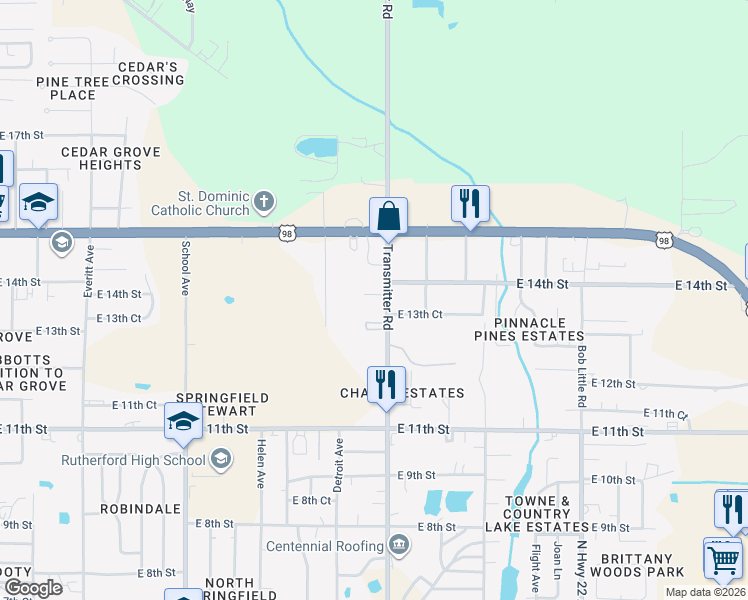 map of restaurants, bars, coffee shops, grocery stores, and more near 1329-1341 Transmitter Road in Panama City