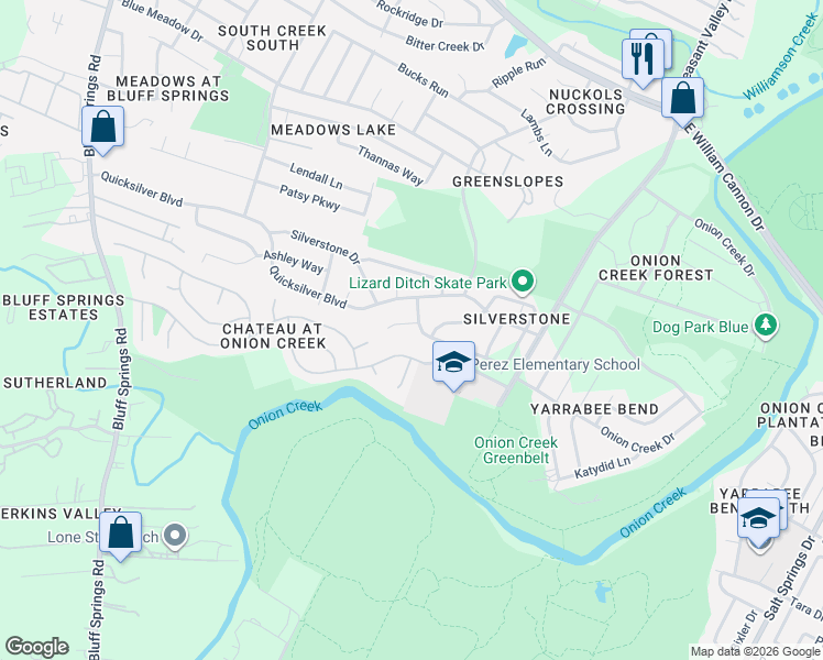 map of restaurants, bars, coffee shops, grocery stores, and more near 4707 Saguaro Road in Austin