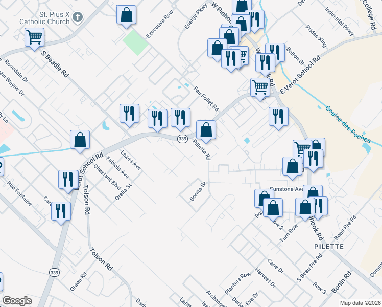 map of restaurants, bars, coffee shops, grocery stores, and more near 111 Plateau Road in Lafayette