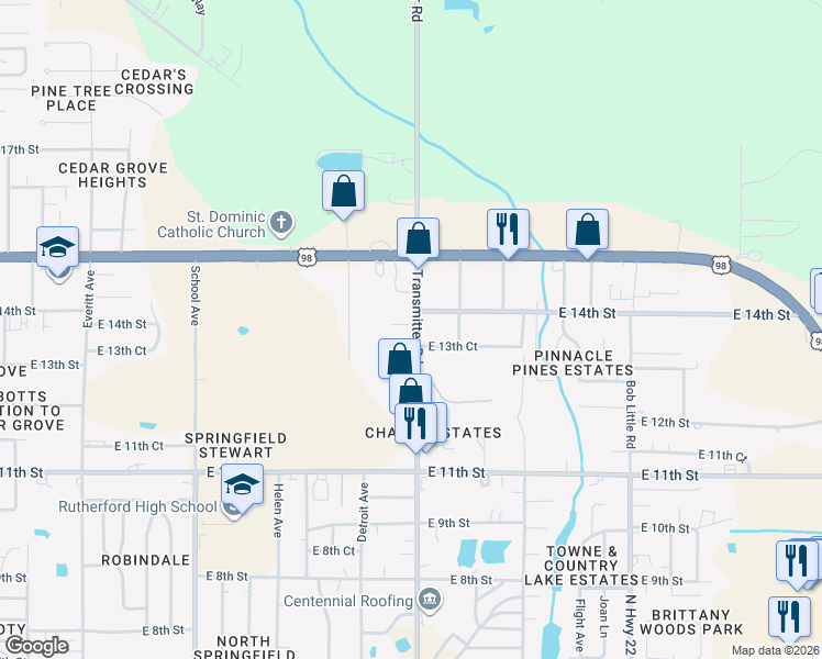map of restaurants, bars, coffee shops, grocery stores, and more near 1329 Transmitter Road in Panama City