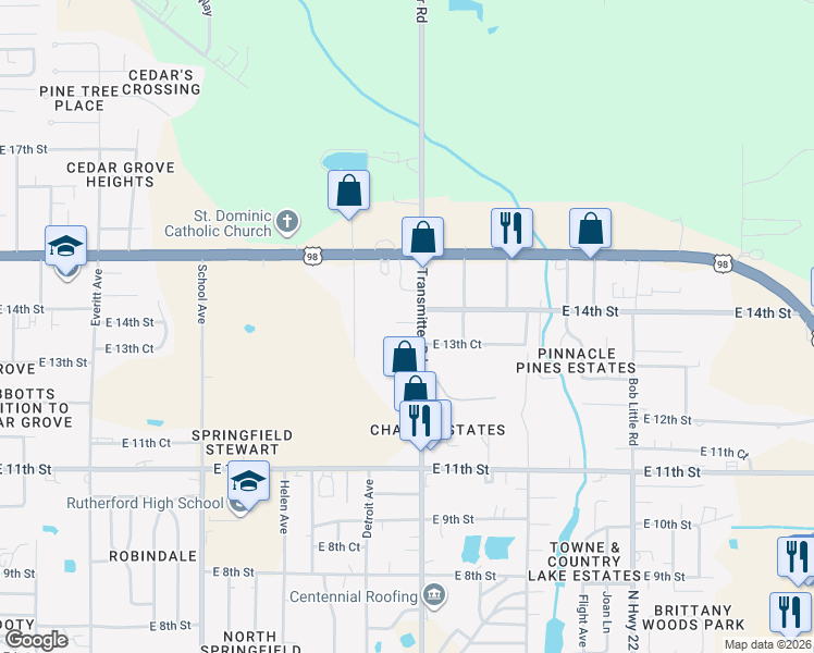map of restaurants, bars, coffee shops, grocery stores, and more near 1329 Transmitter Road in Panama City