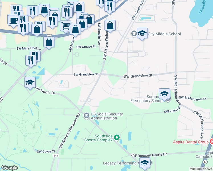 map of restaurants, bars, coffee shops, grocery stores, and more near 1064 Southwest Jaguar Drive in Lake City