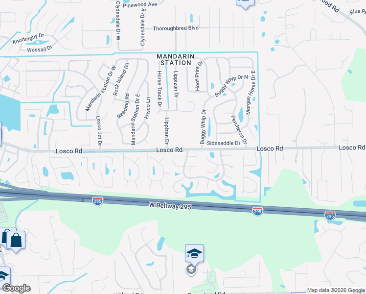 map of restaurants, bars, coffee shops, grocery stores, and more near 4819 Losco Road in Jacksonville