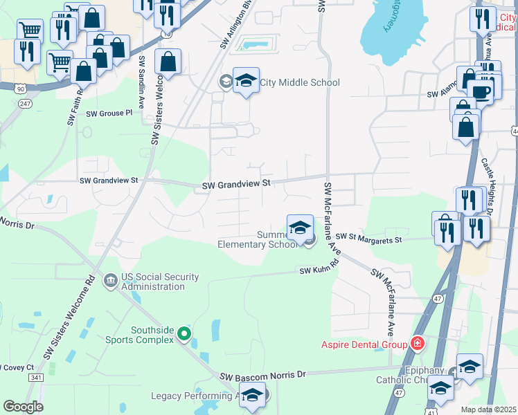 map of restaurants, bars, coffee shops, grocery stores, and more near 1046 Southwest Rossborough Court in Lake City