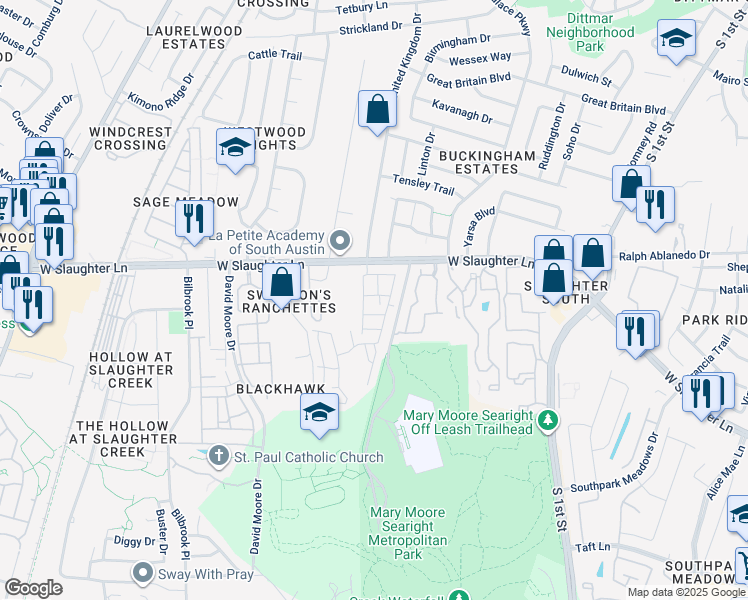 map of restaurants, bars, coffee shops, grocery stores, and more near 9400 Ocean Going Court in Austin
