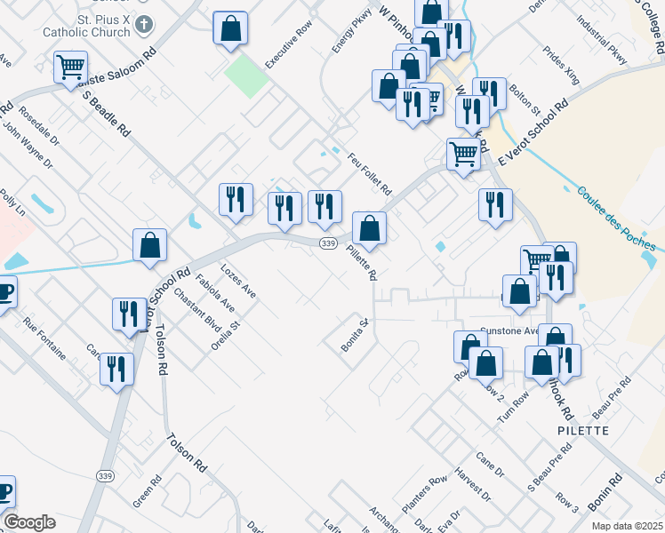 map of restaurants, bars, coffee shops, grocery stores, and more near 111 Plateau Road in Lafayette