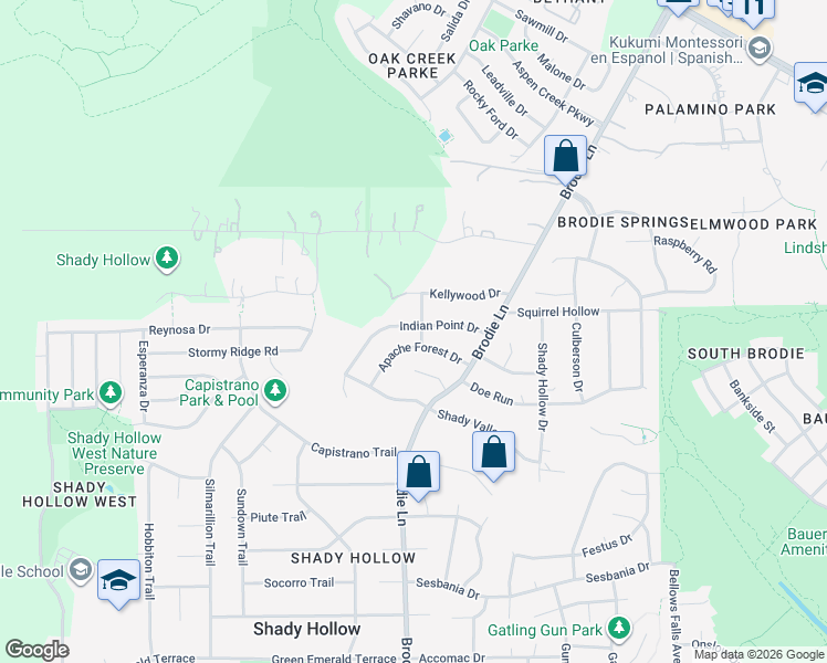 map of restaurants, bars, coffee shops, grocery stores, and more near 3701 Indian Point Drive in Austin