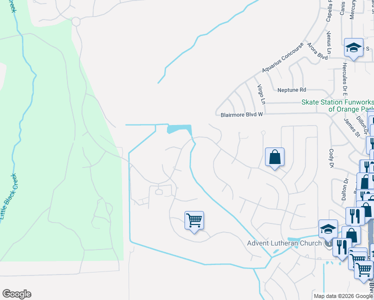 map of restaurants, bars, coffee shops, grocery stores, and more near 2451 Country Club Boulevard in Orange Park