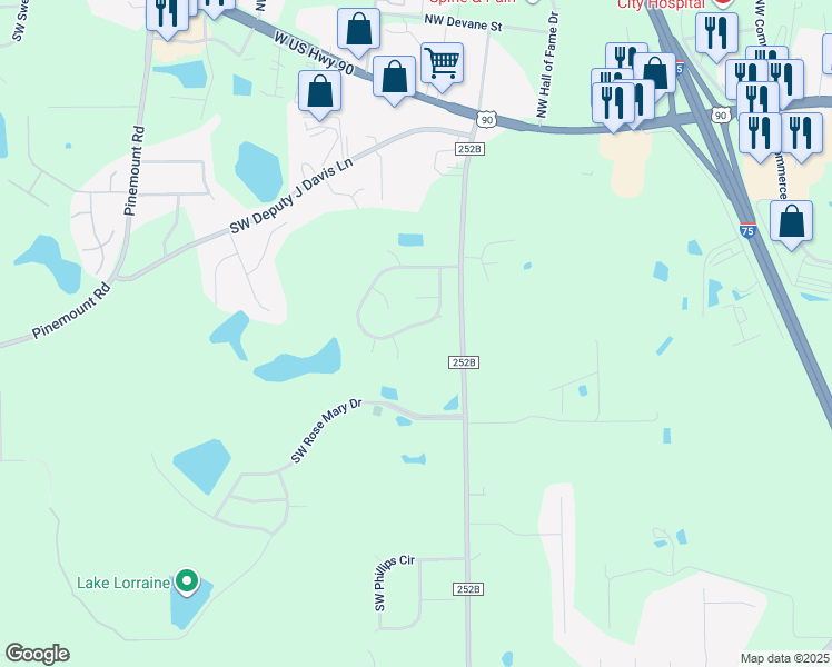map of restaurants, bars, coffee shops, grocery stores, and more near 561 Southwest Whitetail Circle in Lake City