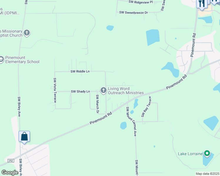 map of restaurants, bars, coffee shops, grocery stores, and more near 341 Southwest Magical Terrace in Lake City
