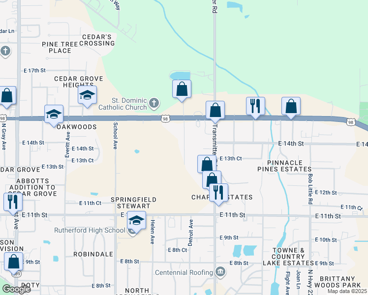 map of restaurants, bars, coffee shops, grocery stores, and more near 1410 Betty Lane in Panama City