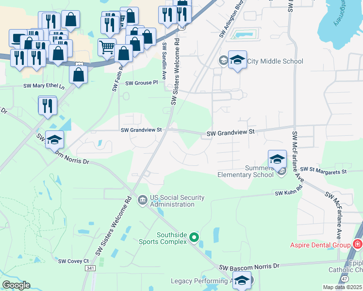 map of restaurants, bars, coffee shops, grocery stores, and more near 1064 Southwest Jaguar Drive in Lake City
