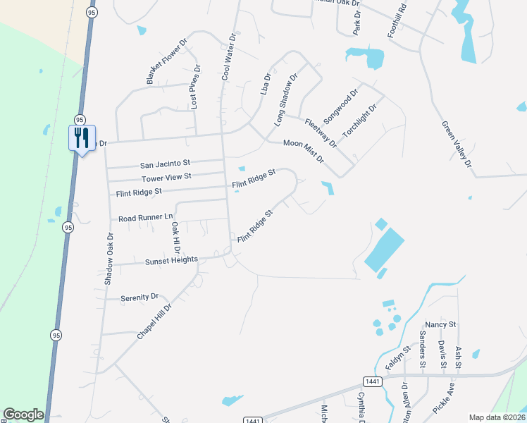 map of restaurants, bars, coffee shops, grocery stores, and more near 285 Flint Ridge Street in Bastrop