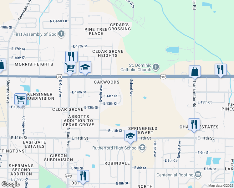 map of restaurants, bars, coffee shops, grocery stores, and more near 3000 East 14th Street in Panama City