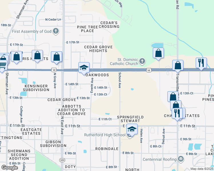 map of restaurants, bars, coffee shops, grocery stores, and more near 3000 East 14th Street in Panama City