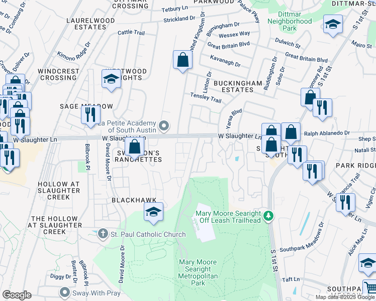 map of restaurants, bars, coffee shops, grocery stores, and more near 9400 Ocean Going Court in Austin