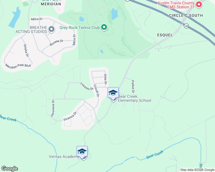 map of restaurants, bars, coffee shops, grocery stores, and more near 12629 Orba Drive in Austin