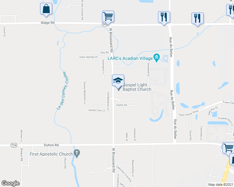 map of restaurants, bars, coffee shops, grocery stores, and more near 102 Hummingbird Lane in Lafayette