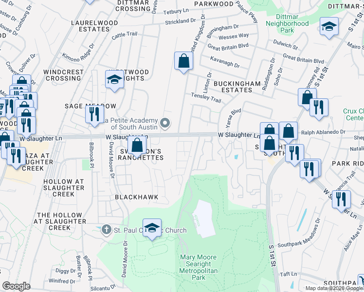 map of restaurants, bars, coffee shops, grocery stores, and more near 9400 Ocean Going Court in Austin