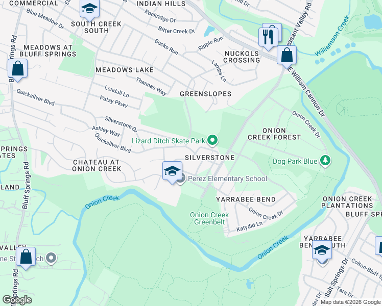 map of restaurants, bars, coffee shops, grocery stores, and more near 5001 Canella Drive in Austin