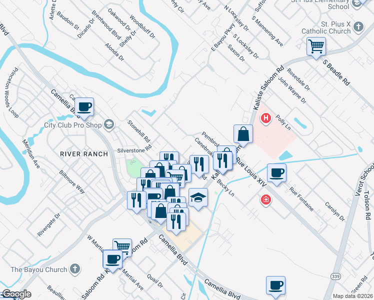 map of restaurants, bars, coffee shops, grocery stores, and more near 125 Steiner Road in Lafayette