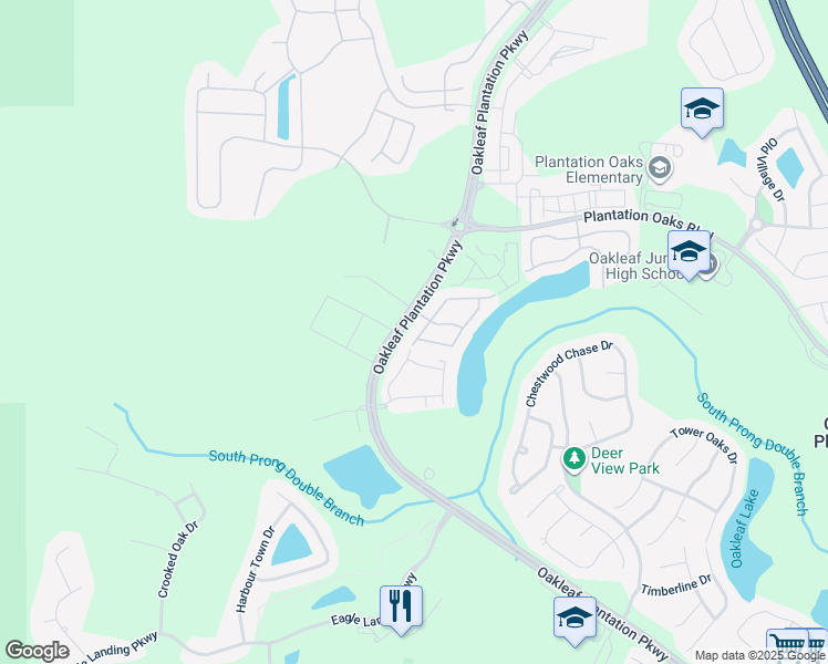 map of restaurants, bars, coffee shops, grocery stores, and more near 802 Crystal Way in Orange Park