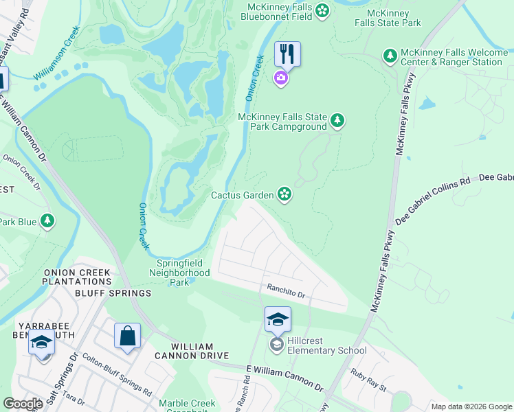 map of restaurants, bars, coffee shops, grocery stores, and more near 6604 Branrust Drive in Austin