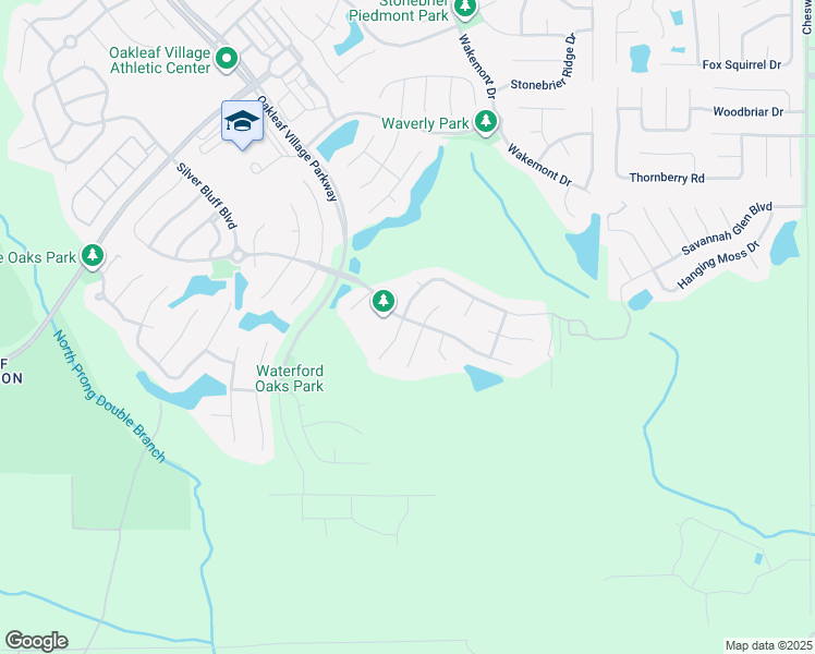 map of restaurants, bars, coffee shops, grocery stores, and more near 3215 Wandering Oaks Drive in Orange Park