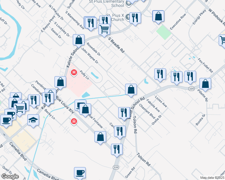 map of restaurants, bars, coffee shops, grocery stores, and more near 210 Polly Lane in Lafayette