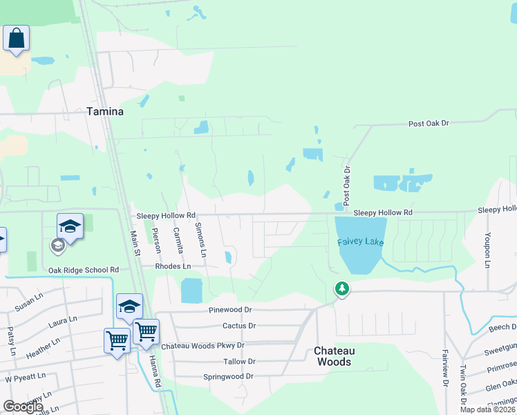 map of restaurants, bars, coffee shops, grocery stores, and more near 10067 Sleepy Hollow Road in Conroe