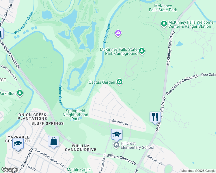 map of restaurants, bars, coffee shops, grocery stores, and more near 6604 Branrust Drive in Austin