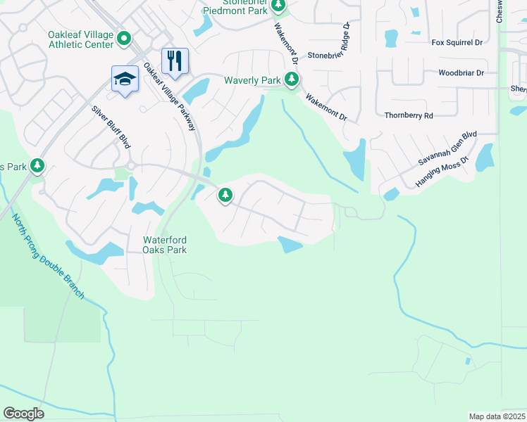 map of restaurants, bars, coffee shops, grocery stores, and more near 1468 Canopy Oaks Drive in Orange Park