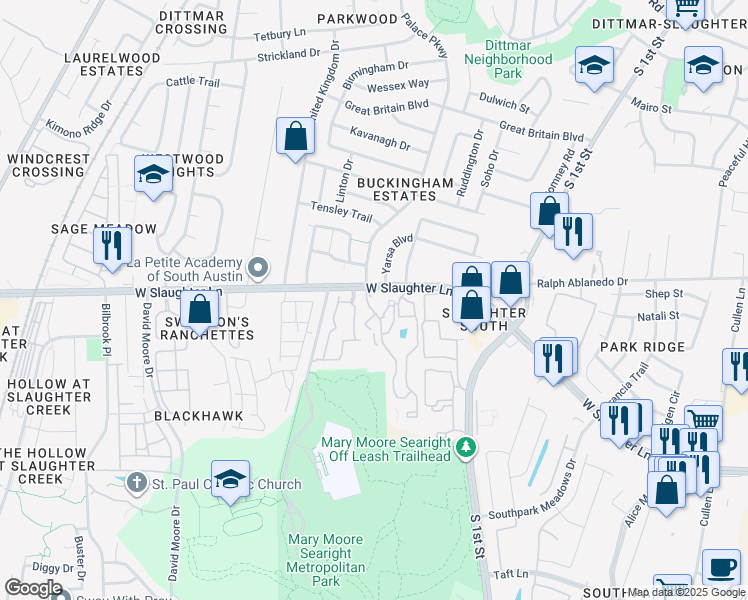 map of restaurants, bars, coffee shops, grocery stores, and more near in Austin