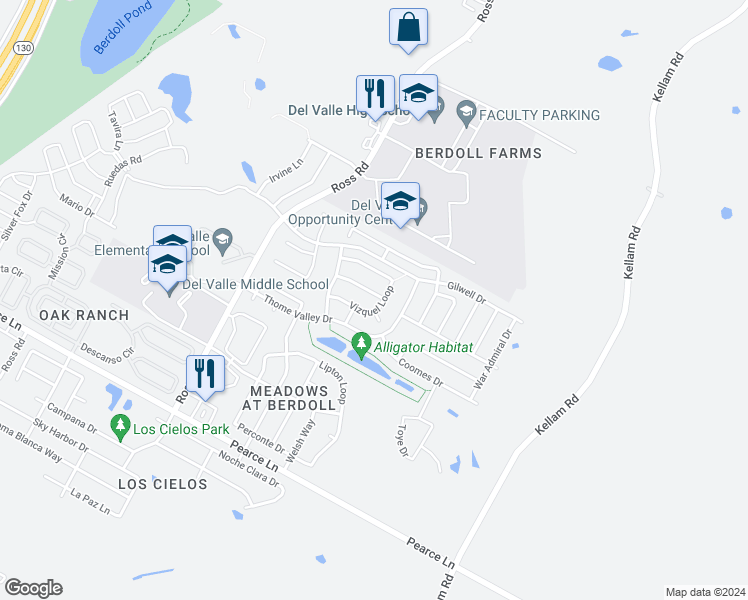 map of restaurants, bars, coffee shops, grocery stores, and more near 13117 Lofton Cliff Drive in Travis County