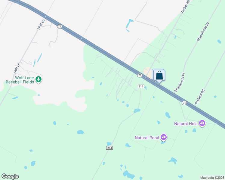 map of restaurants, bars, coffee shops, grocery stores, and more near 159 Old Bastrop Road in Cedar Creek