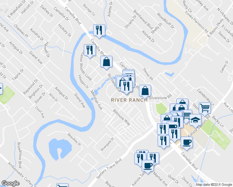 map of restaurants, bars, coffee shops, grocery stores, and more near 101 Bradbury Crossing in Lafayette