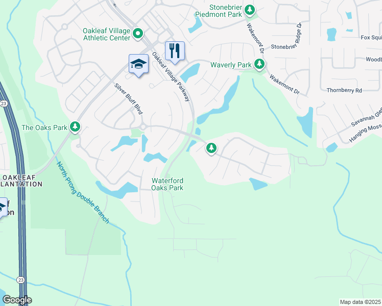 map of restaurants, bars, coffee shops, grocery stores, and more near 1094 Autumn Tree Lane in Orange Park