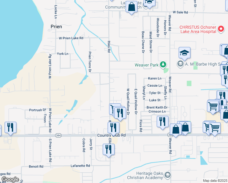 map of restaurants, bars, coffee shops, grocery stores, and more near 4609 Ihles Road in Lake Charles