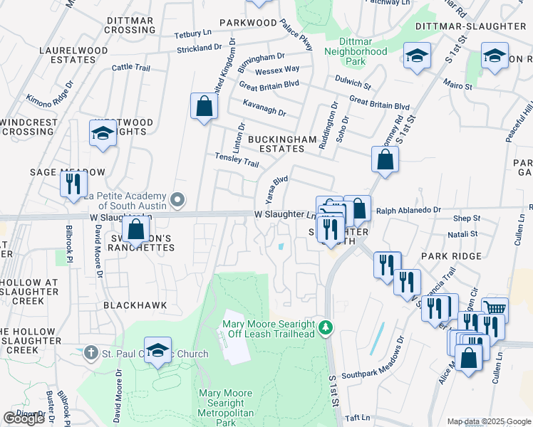 map of restaurants, bars, coffee shops, grocery stores, and more near in Austin