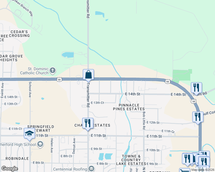 map of restaurants, bars, coffee shops, grocery stores, and more near 1425 Luckie Avenue in Panama City