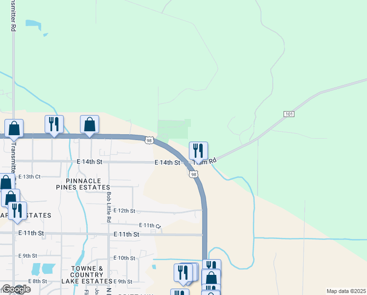 map of restaurants, bars, coffee shops, grocery stores, and more near 4141 East 15th Street in Panama City