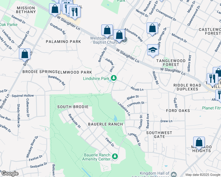 map of restaurants, bars, coffee shops, grocery stores, and more near 2900 Wadsworth Way in Austin