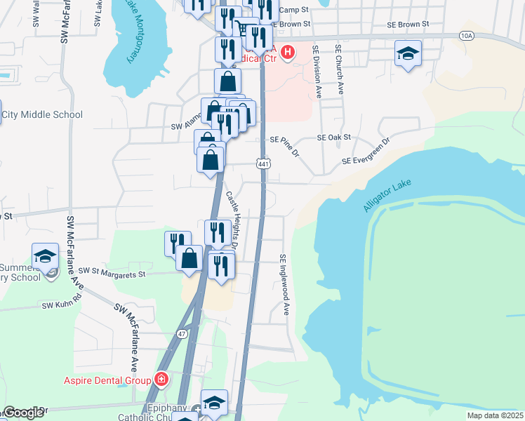 map of restaurants, bars, coffee shops, grocery stores, and more near 2158 South Marion Avenue in Lake City
