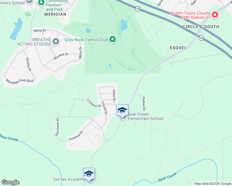 map of restaurants, bars, coffee shops, grocery stores, and more near 12601 Orba Drive in Austin