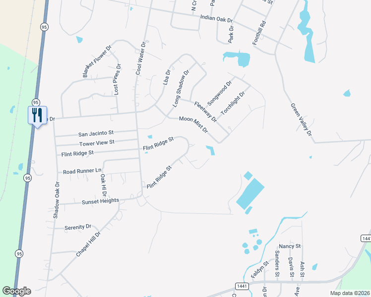 map of restaurants, bars, coffee shops, grocery stores, and more near 259 Flint Ridge Street in Bastrop