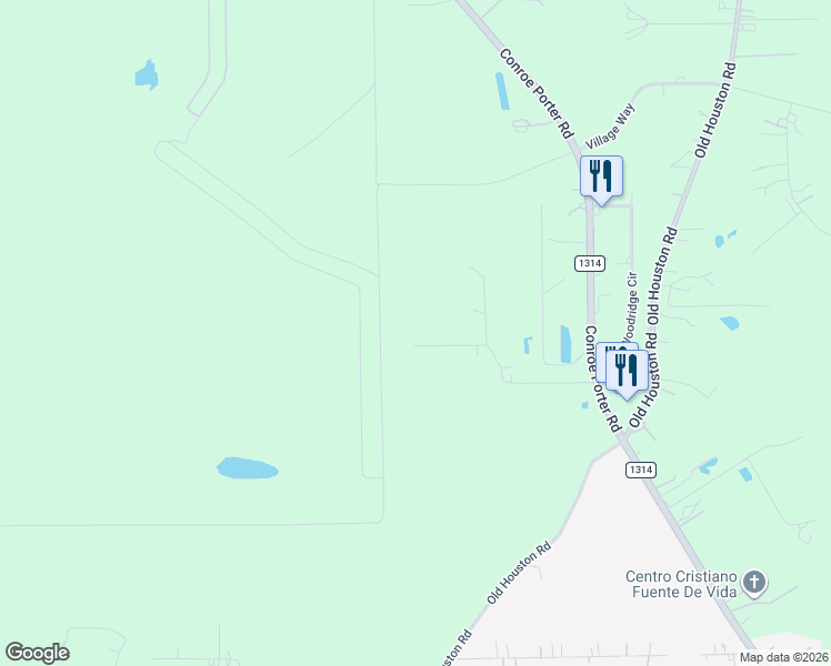 map of restaurants, bars, coffee shops, grocery stores, and more near 16243 Westwood Drive in Conroe