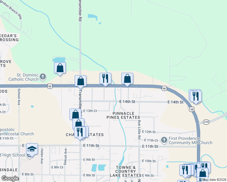map of restaurants, bars, coffee shops, grocery stores, and more near 1403 Twin Pines Lane in Panama City