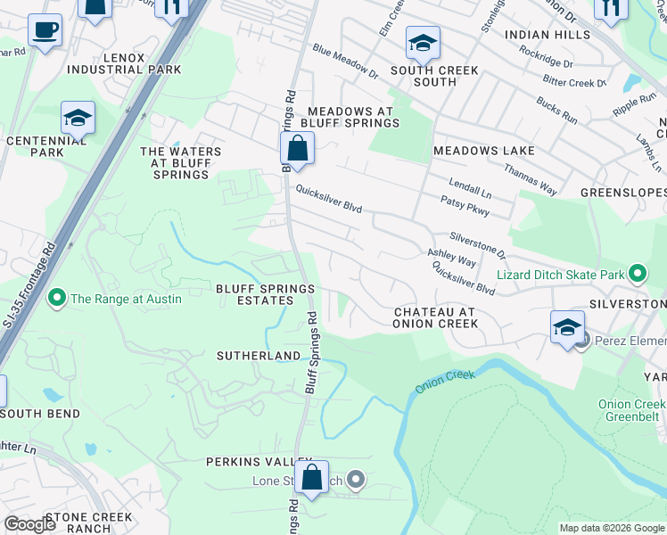 map of restaurants, bars, coffee shops, grocery stores, and more near 7717 Bellehaven Court in Austin